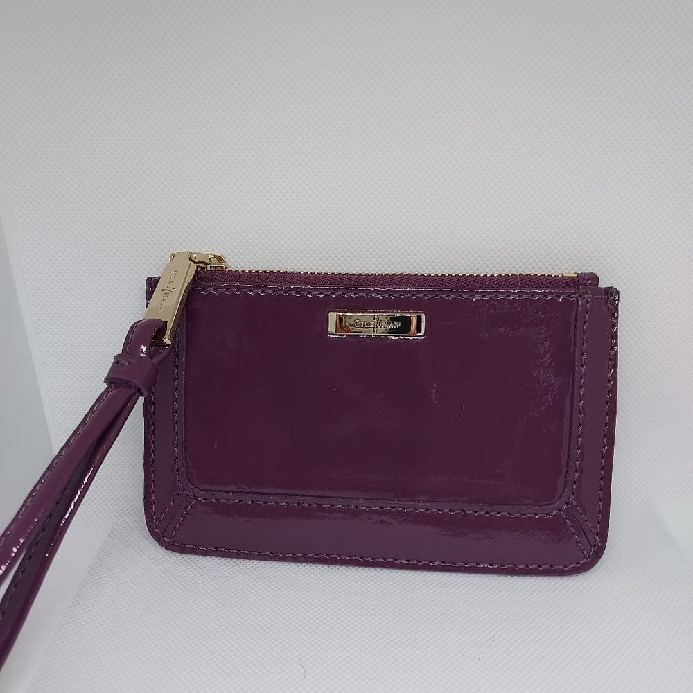 Cole Haan Purple patent leather wristlet with gold hardware
